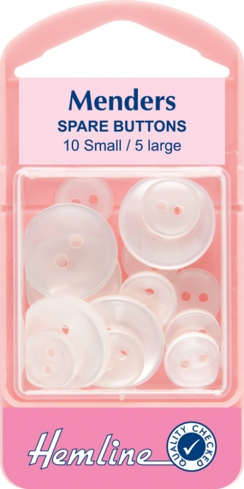 Hemline Repair Buttons White