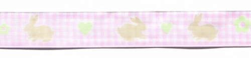 Easter Bunnies Ribbon Pink