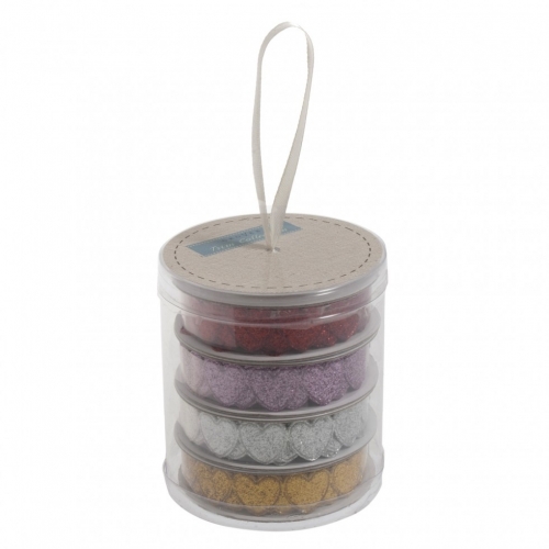 Tube of Glitter Heart Trims