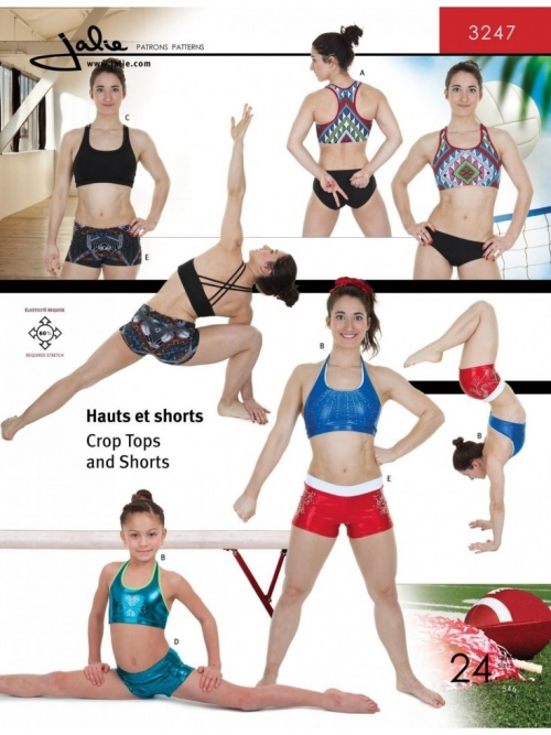 Jalie Paper Sewing Pattern 3247 Crop Tops & Gym Shorts