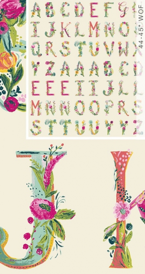 Art Gallery Fabrics Joie de Vivre 100% Cotton Poplin Fabric Joyeux Alphabet