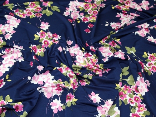 Lady McElroy ITY Silky Stretch Knit Fabric Pink & Navy