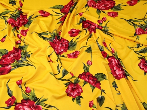 Lady McElroy ITY Silky Stretch Knit Fabric Pink & Yellow