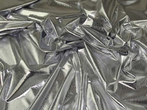 Lady McElroy Metallic ITY Silky Stretch Knit Fabric Silver