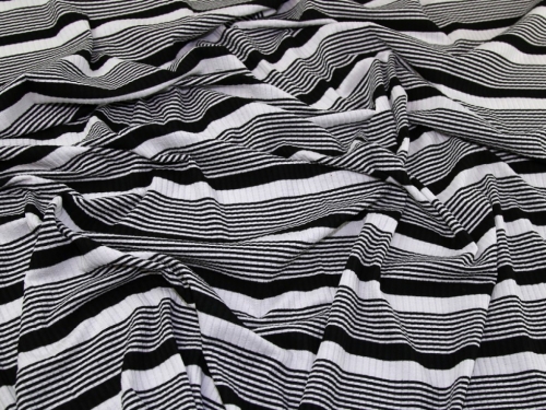 Lady McElroy Viscose Rib Stretch Knit Fabric Black & White