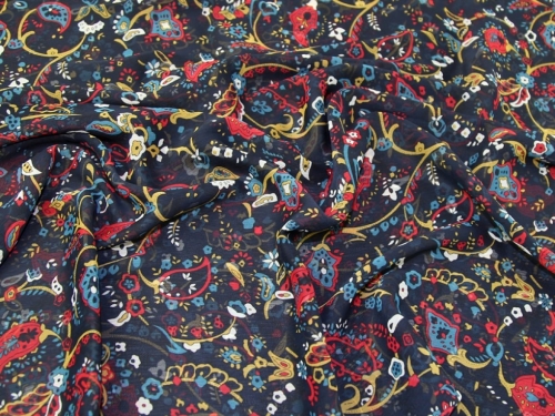 Lady McElroy Crinkle Sheer Chiffon Fabric Navy Blue