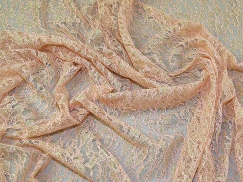 Lady McElroy Metallic Lace Fabric Peach