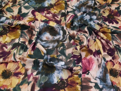 Lady McElroy Florenza Slub Crepe Fabric Multicoloured