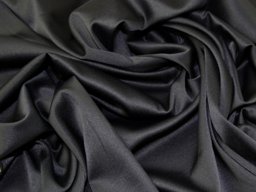 Lady McElroy Stretch Woven Polyester Sateen Fabric Black
