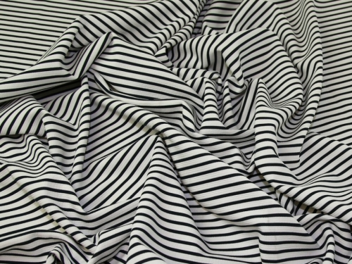 Lady McElroy Polyester Rib Stretch Knit Fabric Navy & White