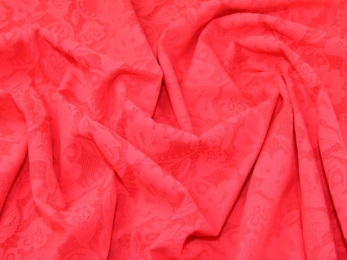 Lady McElroy Lace Scuba Stretch Knit Fabric Neon Pink