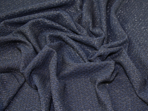 Lady McElroy Lurex Textured Stretch Knit Fabric Navy Blue