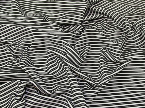 Lady McElroy Polyester Rib Stretch Knit Fabric Black & White