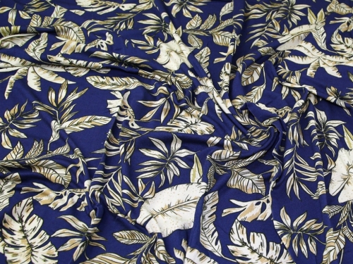 Lady McElroy Viscose Crepe Textured Stretch Knit Fabric Deep Blue