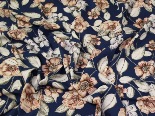 Lady McElroy Loretta Stretch Woven Viscose Fabric Blue