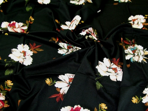 Lady McElroy Viscose Crepe Textured Stretch Knit Fabric Black