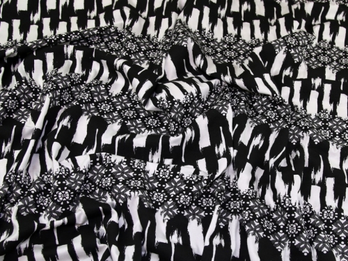 Lady McElroy Viscose Jersey Stretch Knit Fabric Black & White