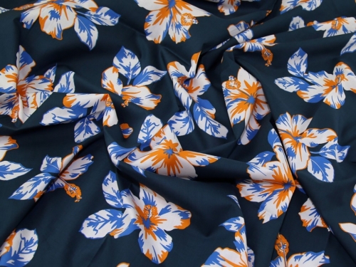 Lady McElroy Marlie Cotton Lawn Fabric Blue & Orange