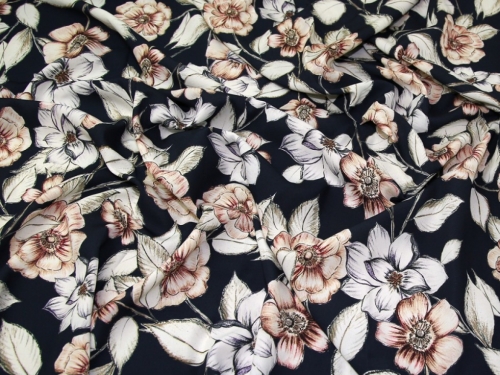 Lady McElroy Lena Crepe Fabric Navy Blue