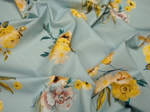 Lady McElroy Marlie Cotton Lawn Fabric Duck Egg