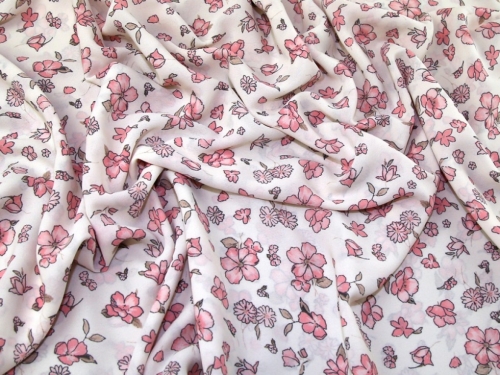 Deadstock Polyester Georgette Fabric Cream & Pink