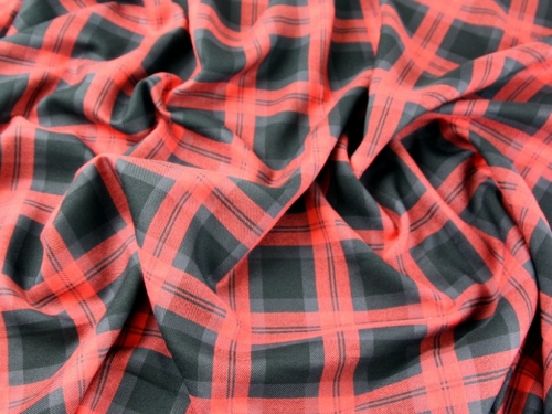 Deadstock Polyester Viscose Suiting Fabric Black Red Grey