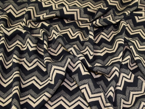 Deadstock Textured Stretch Knit Fabric Beige & Black