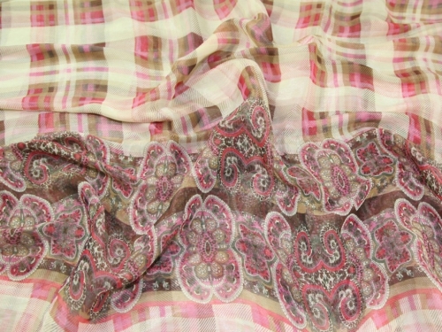 Deadstock Sheer Chiffon Fabric Pink & Brown