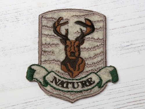 Patch Motif Stag Badge Beige