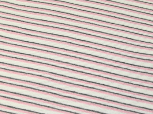 Lady McElroy Chunky Tubular Ribbing Stretch Knit Fabric Pink White Grey