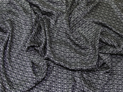 Deadstock Charmeuse Silky Satin Fabric Black & White