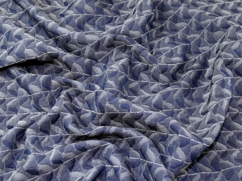 Deadstock Textured Woven Jacquard Fabric Denim Blue