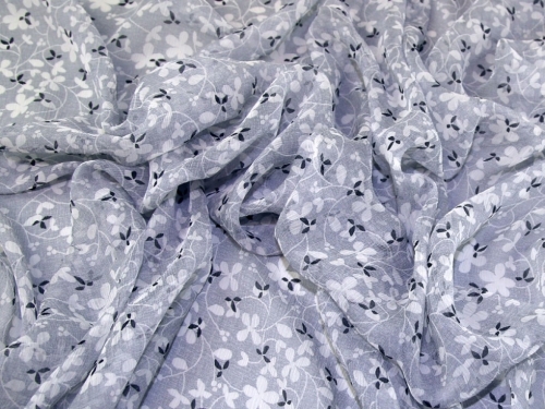 Deadstock Silk Crinkle Sheer Chiffon Fabric Silver Grey