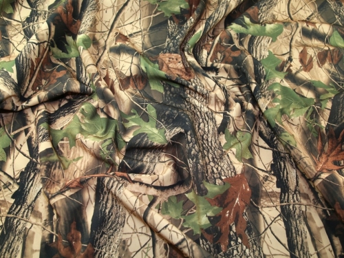 Deadstock Fleece Back Soft Shell Coating Fabric Green & Brown