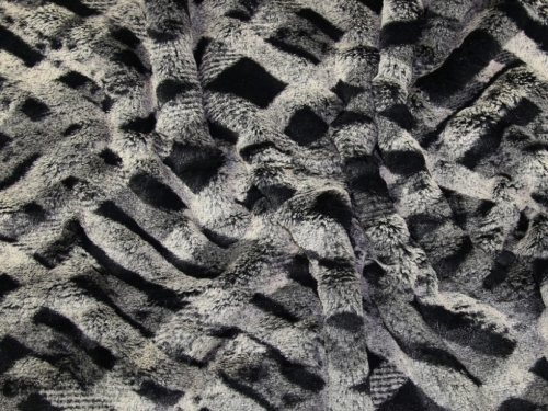 Deadstock Plush Faux Fur Fabric Beige & Navy