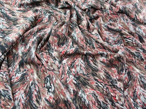 Deadstock Peachskin Crepe Fabric Red & Brown