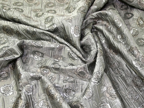 Deadstock Textured Woven Brocade Fabric Silver