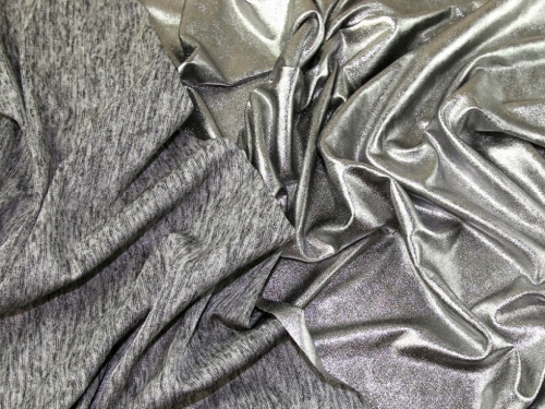 Deadstock Lurex Sweater Knit Stretch Fabric Silver & Marl Grey