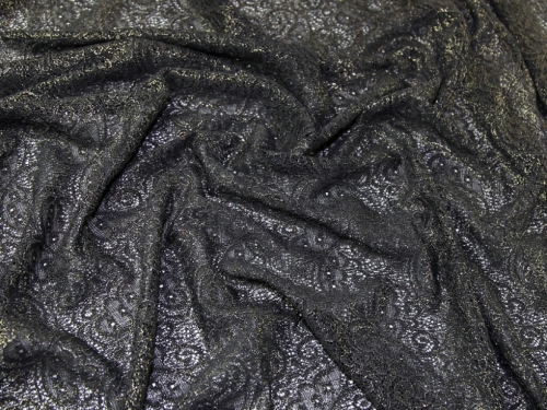 Deadstock Metallic Lace Fabric Black & Gold