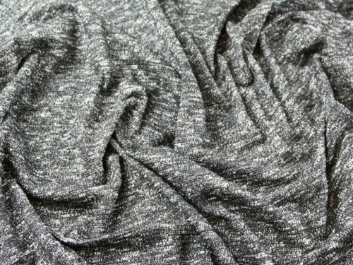 Deadstock Slub Sweater Knit Stretch Fabric Black & Silver