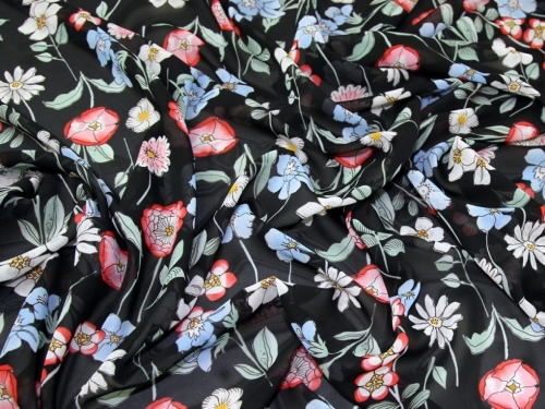 Deadstock Sheer Chiffon Fabric Multi on Black