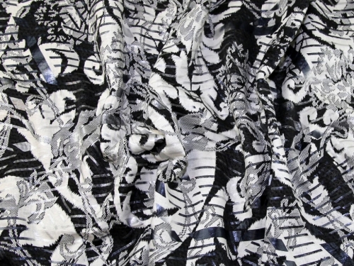 Deadstock Textured Stretch Knit Fabric Black & Ivory