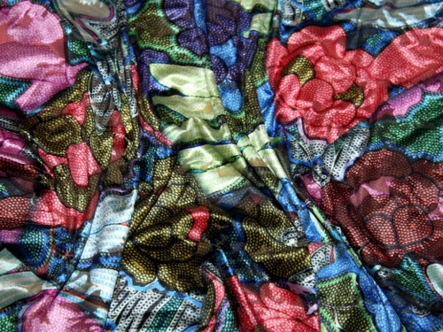 Deadstock Burn Out Velvet Stretch Knit Fabric Multicoloured