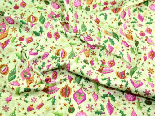 Deadstock 100% Cotton Fabric Pink Green Gold
