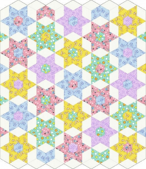 Paper Pieces EPP Quilting Pattern Star Bouquet Miniature Wall Hanging