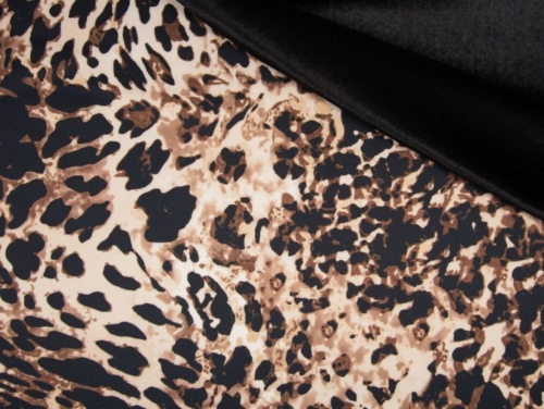 Deadstock Velour Scuba Stretch Knit Fabric Brown & Black