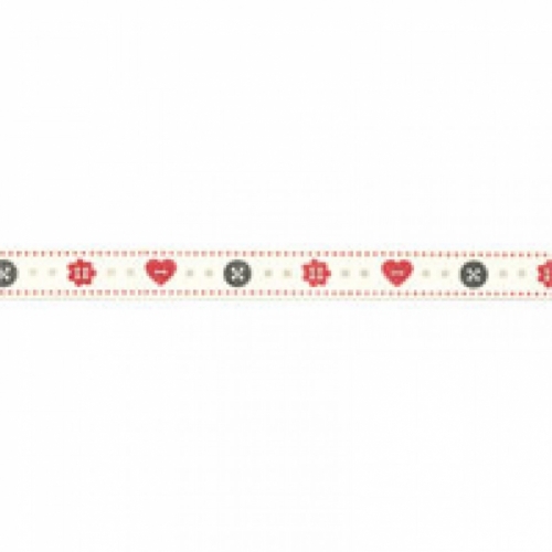 Berisfords Buttons Ribbon 1 Red/Natural