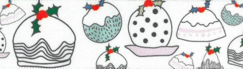 Christmas Puddings Ribbon Multicoloured