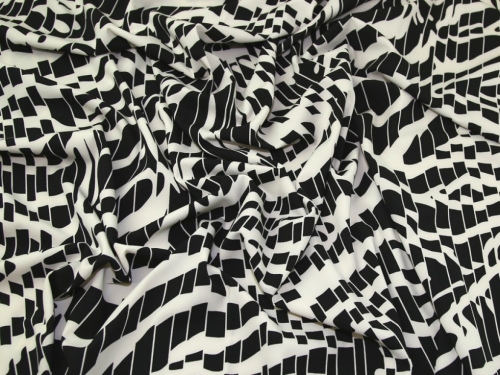 Lady McElroy Stretch Woven Crepe Fabric Black & Cream