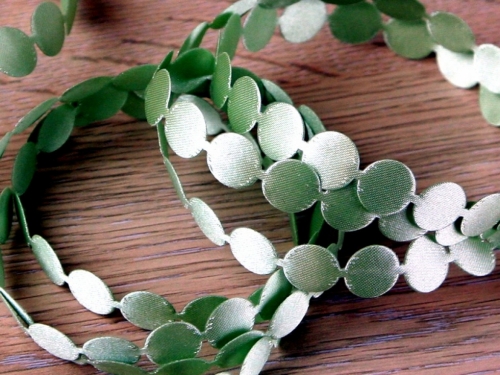 Satin Circles Trim Light Green